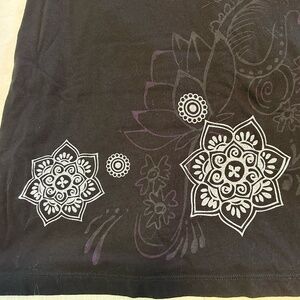 Prana women's black cotton summer dress flower pattern medium EUC